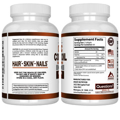 Label view shows the 100% extra virgin unrefined cold-pressed coconut oil formula.