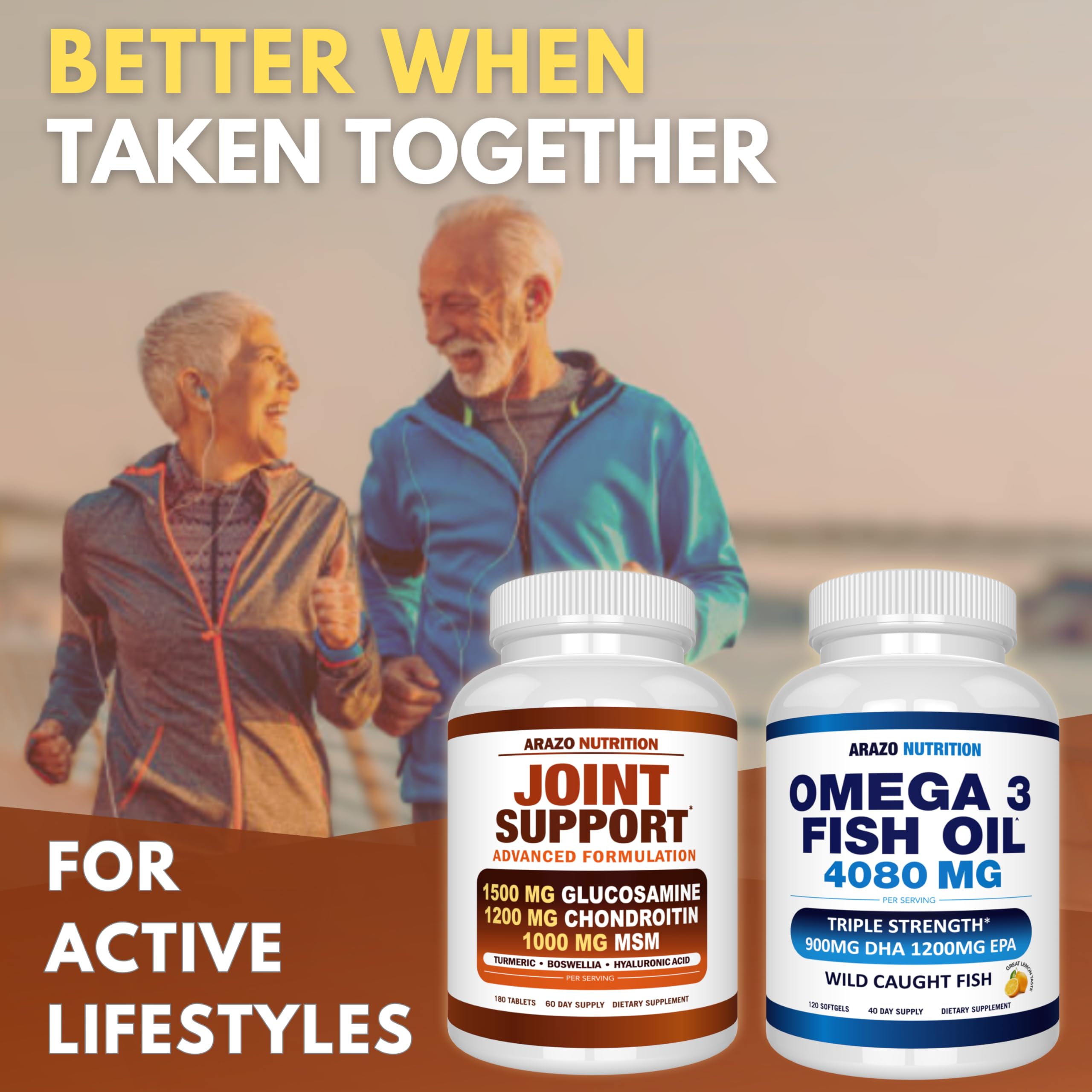 Arazo Nutrition packaging highlights 180 tablets per bottle