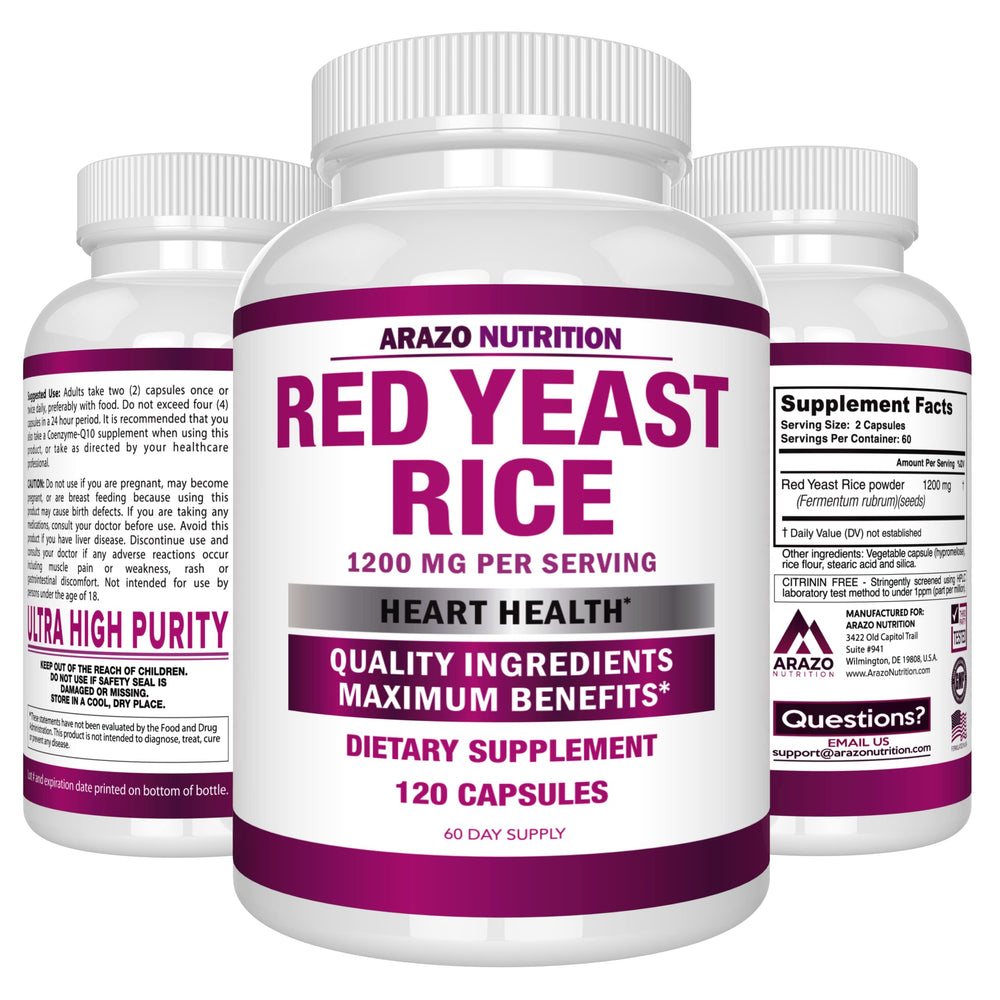 Arazo Nutrition Red Yeast Rice purity graphic underscoring high-purity extract.