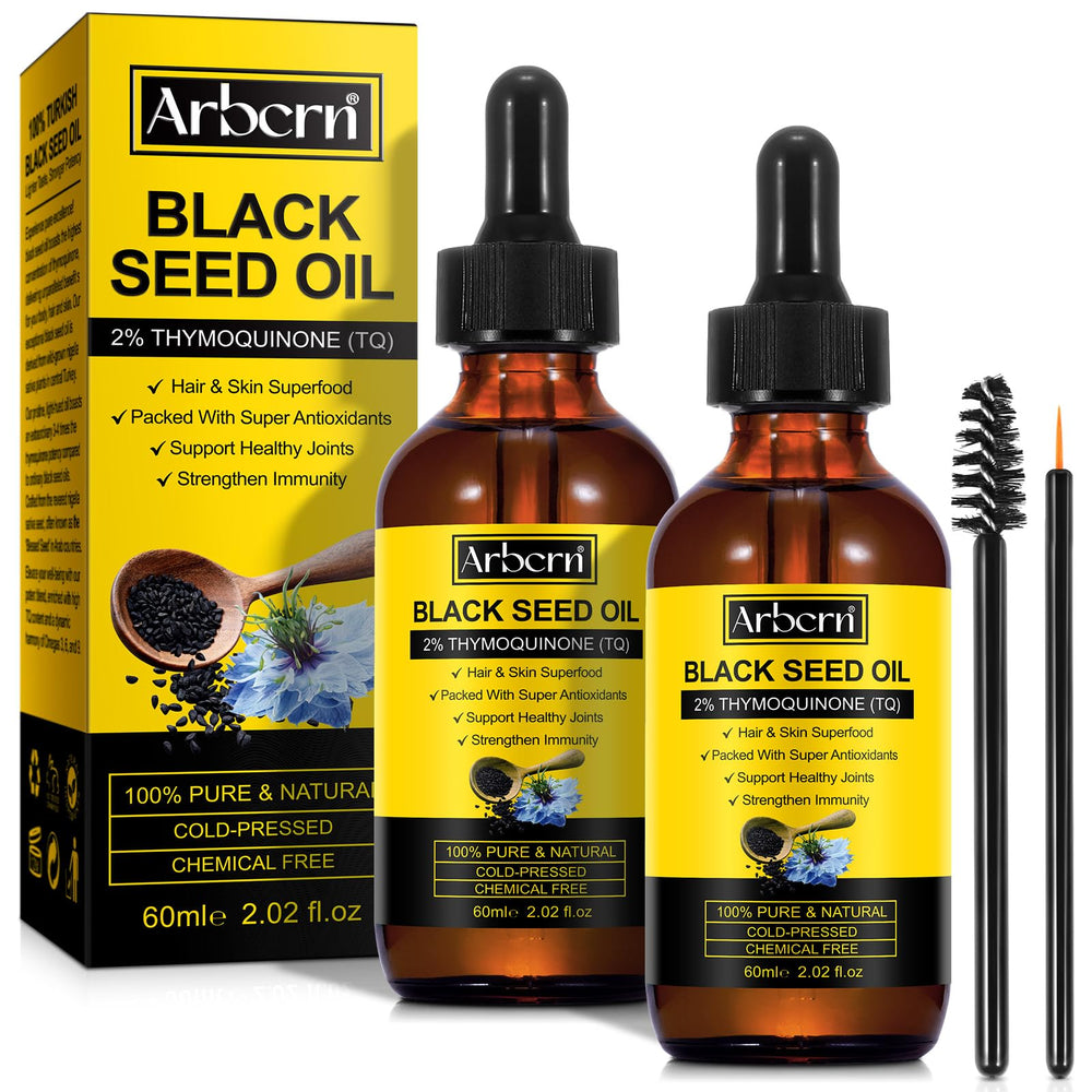 ARBCRN black seed oil bottle 60ml for skin hydration and hair nourishment.