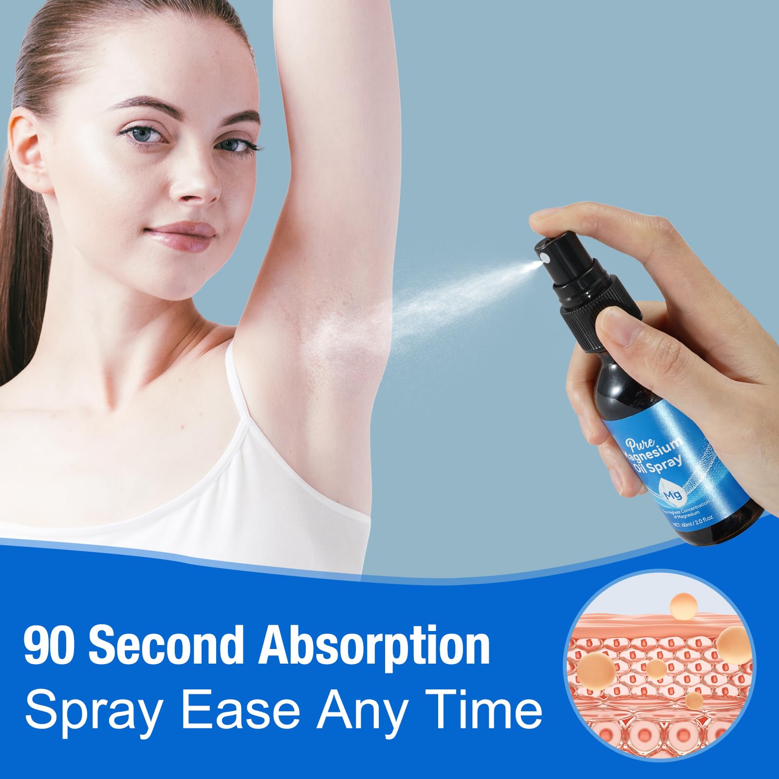 Arbcrn magnesium oil spray massaged into the skin