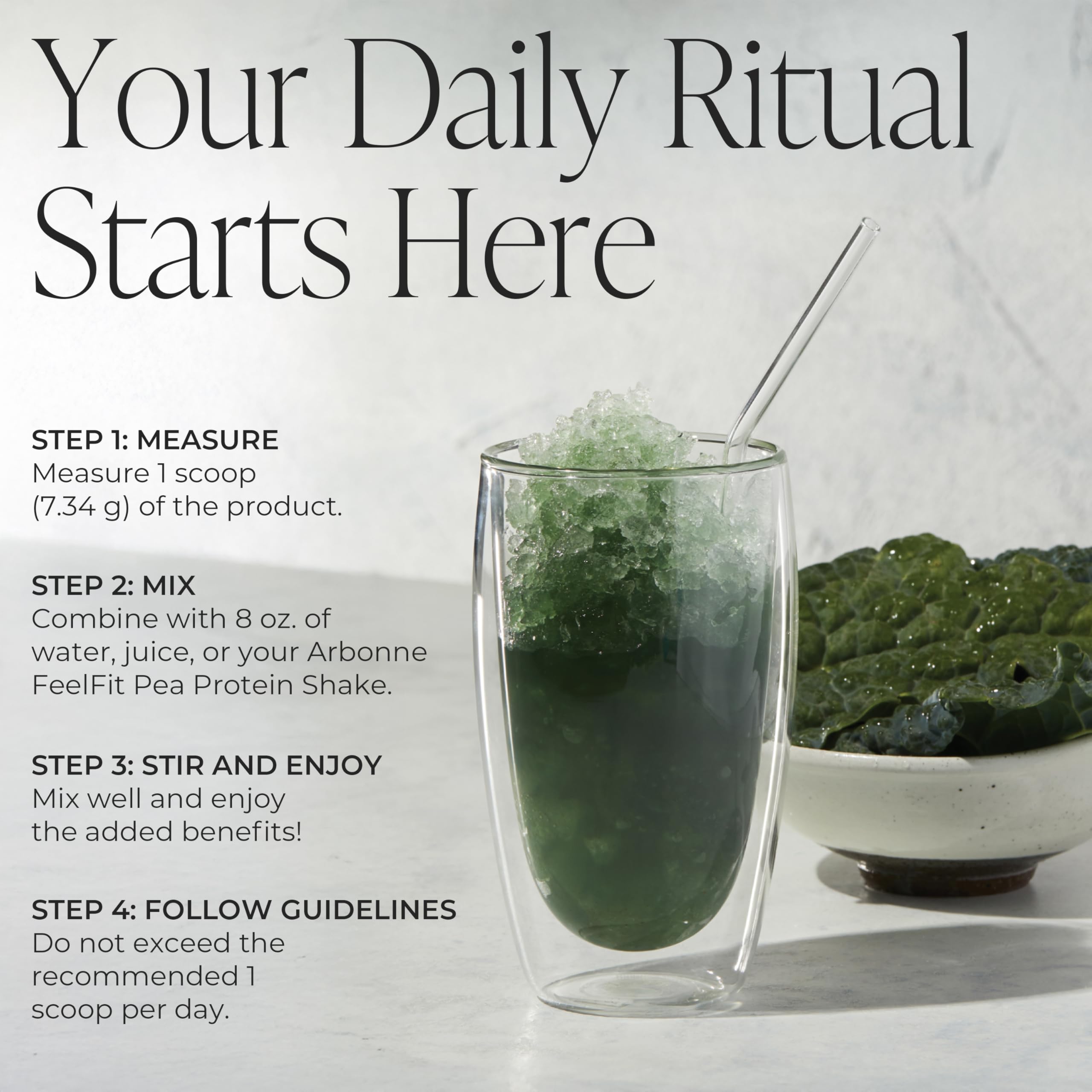 Close-up of blue-green algae blend in BeWell greens powder highlighting phytonutrient-rich blend.