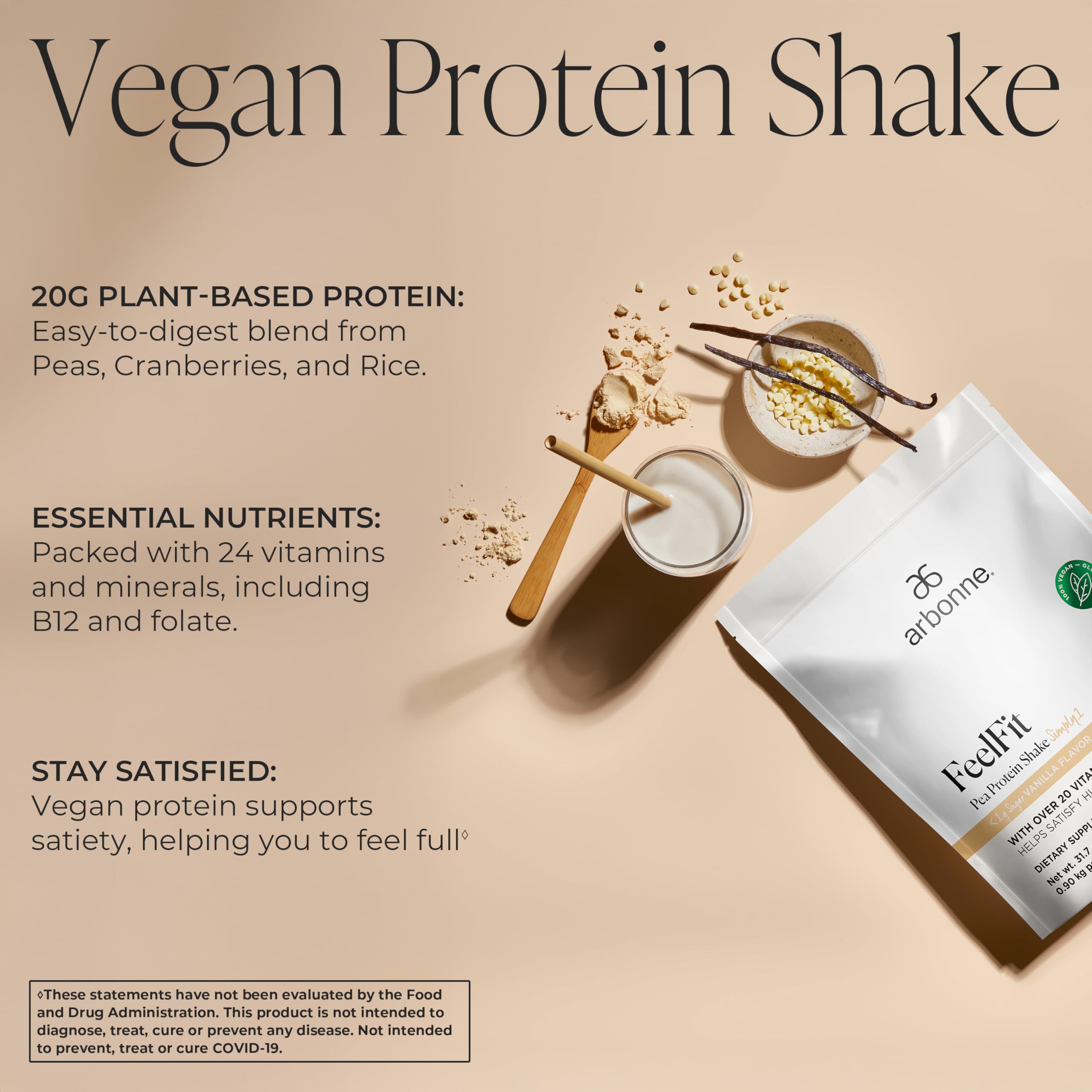 Arbonne Feelfit vanilla pour glass showing quick mixing for a healthy snack.