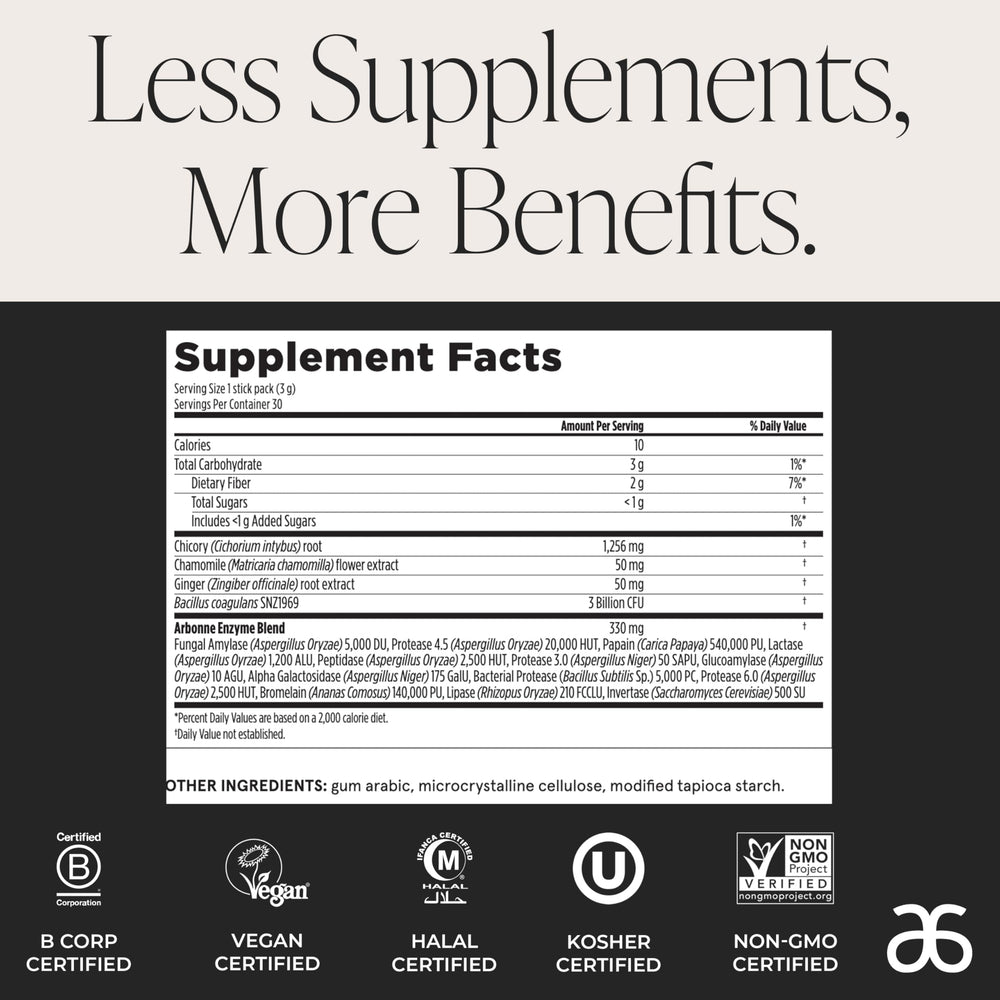 Arbonne Gut Health blend with ginger and chamomile offers a soothing taste.