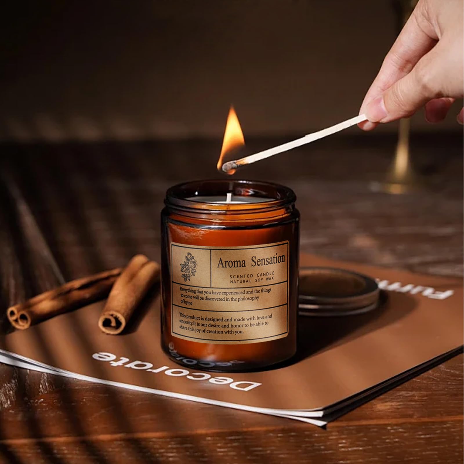 ARCASA Coconut Vanilla Candle lit to create a calm, ambient glow