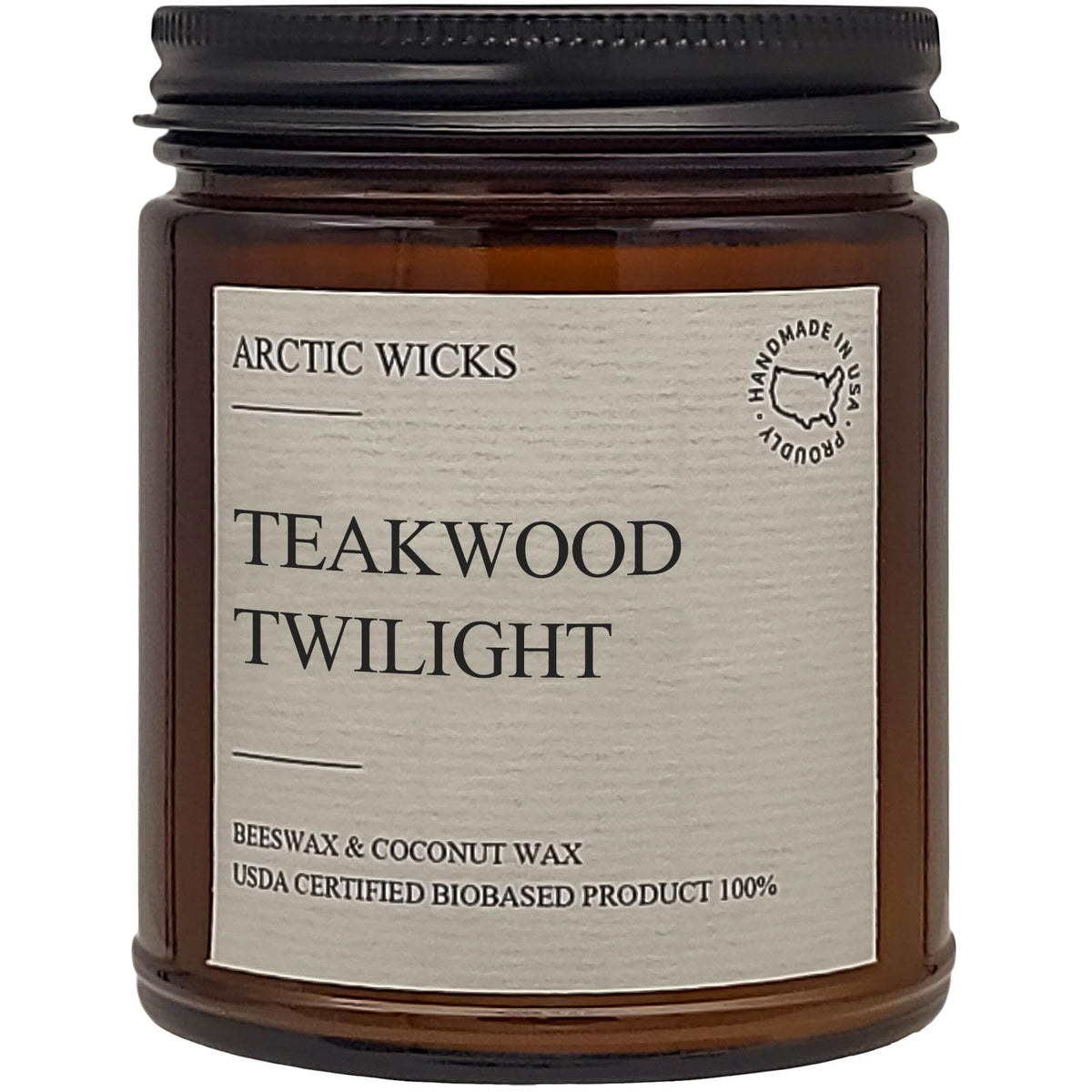 Arctic Wicks Teakwood Twilight candle for a warm, inviting aroma in cozy spaces