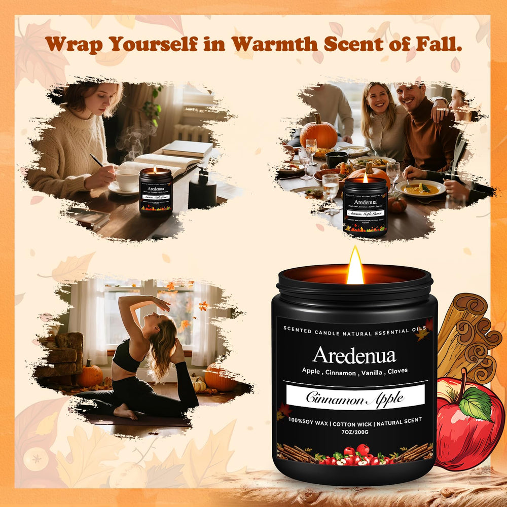 Aredenua Cinnamon Apple Candle on a nightstand enhances evening routines with comforting aroma