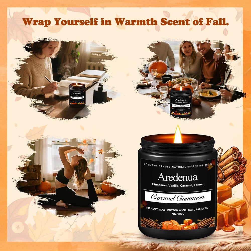 Aredenua Caramel Cinnamon Candle on a dining table sets a warm party mood.