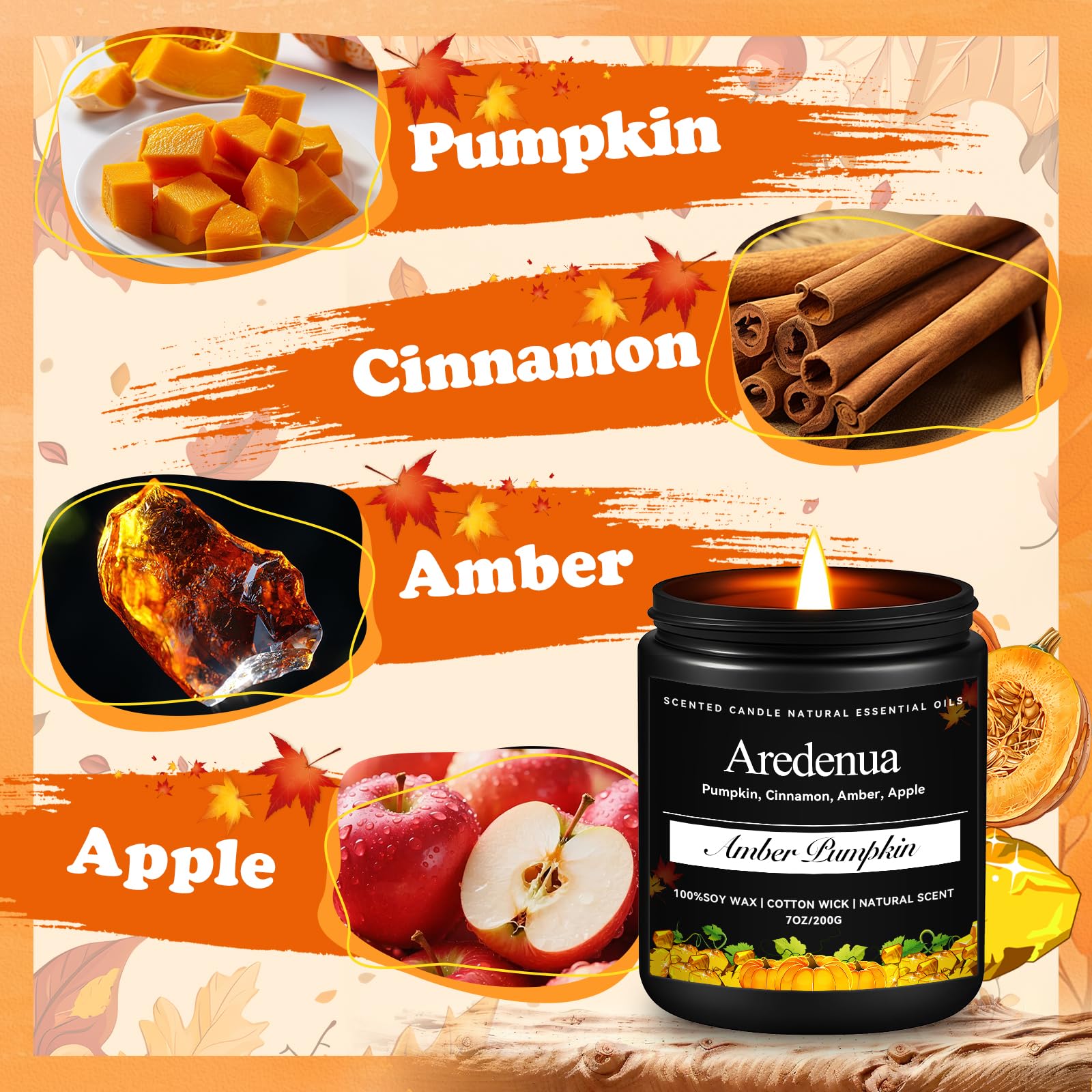Aredenua candle burning with clean soy wax for minimal soot