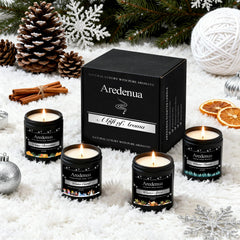 Aredenua Forest candle burning in a living room for a fresh evergreen mood.