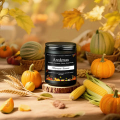 Aredenua Harvest Season Candle wick detail features a lead-free cotton wick for even fragrance.