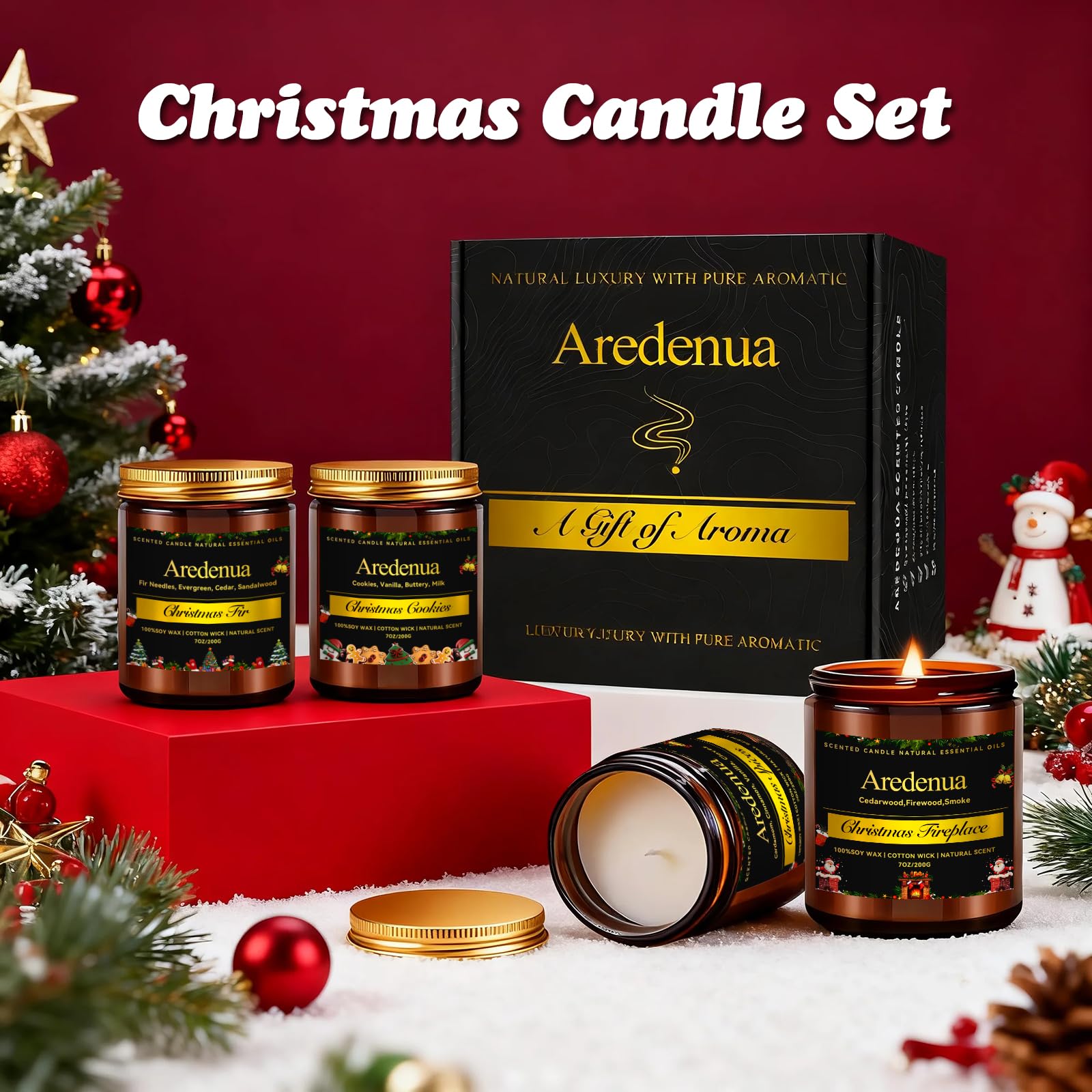 Aredenua holiday candles set cookies scent creates warm oven-like sweetness in dining room.
