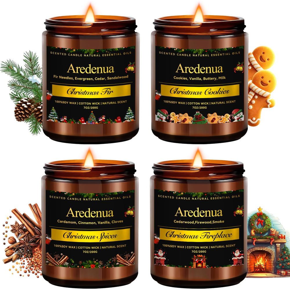Aredenua holiday candles set fir fragrance for a cozy living room ambiance.