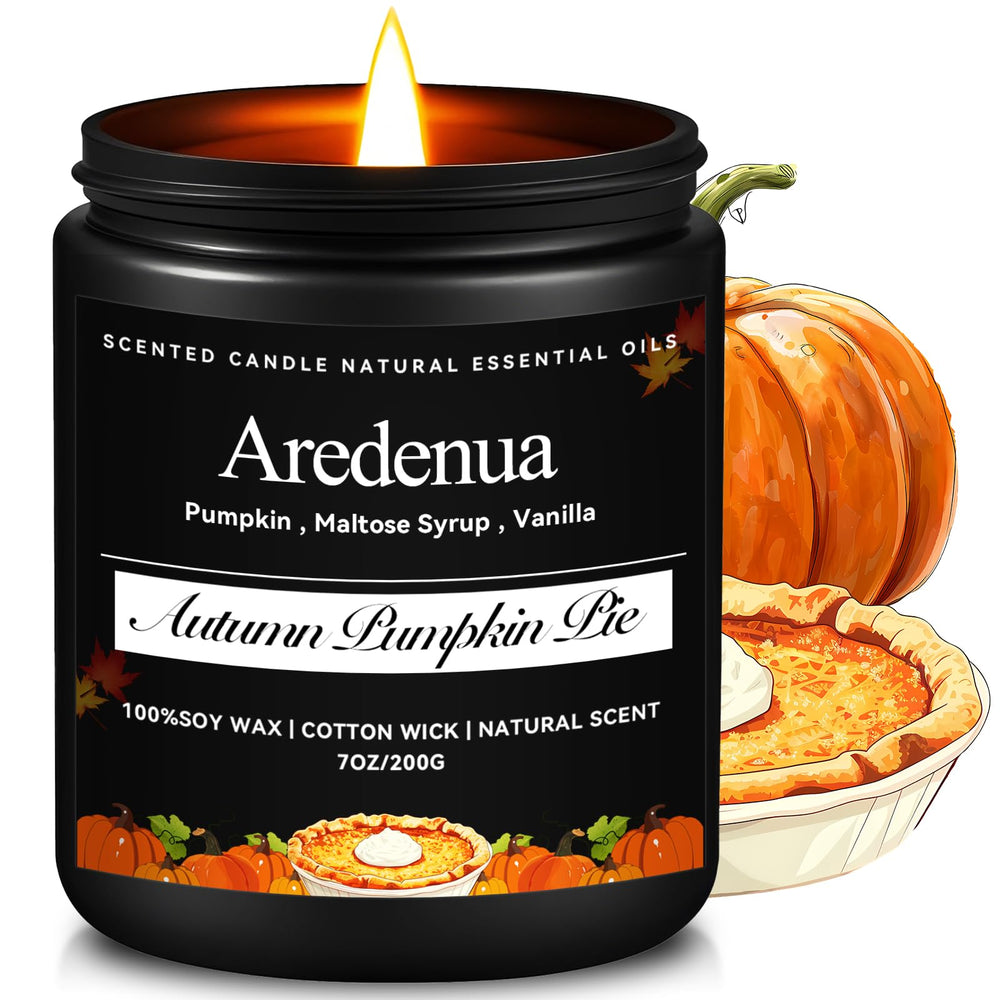 Aredenua Pumpkin Pie Candle glow creating warm winter ambience