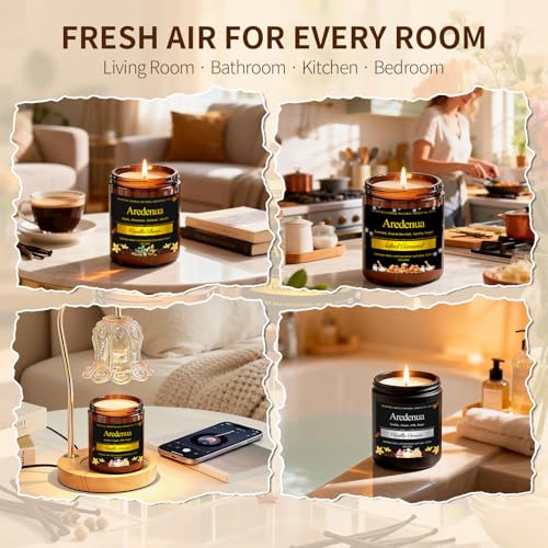 Aredenua Salted Caramel Candle in nighttime setting enhances warm, comforting atmosphere.