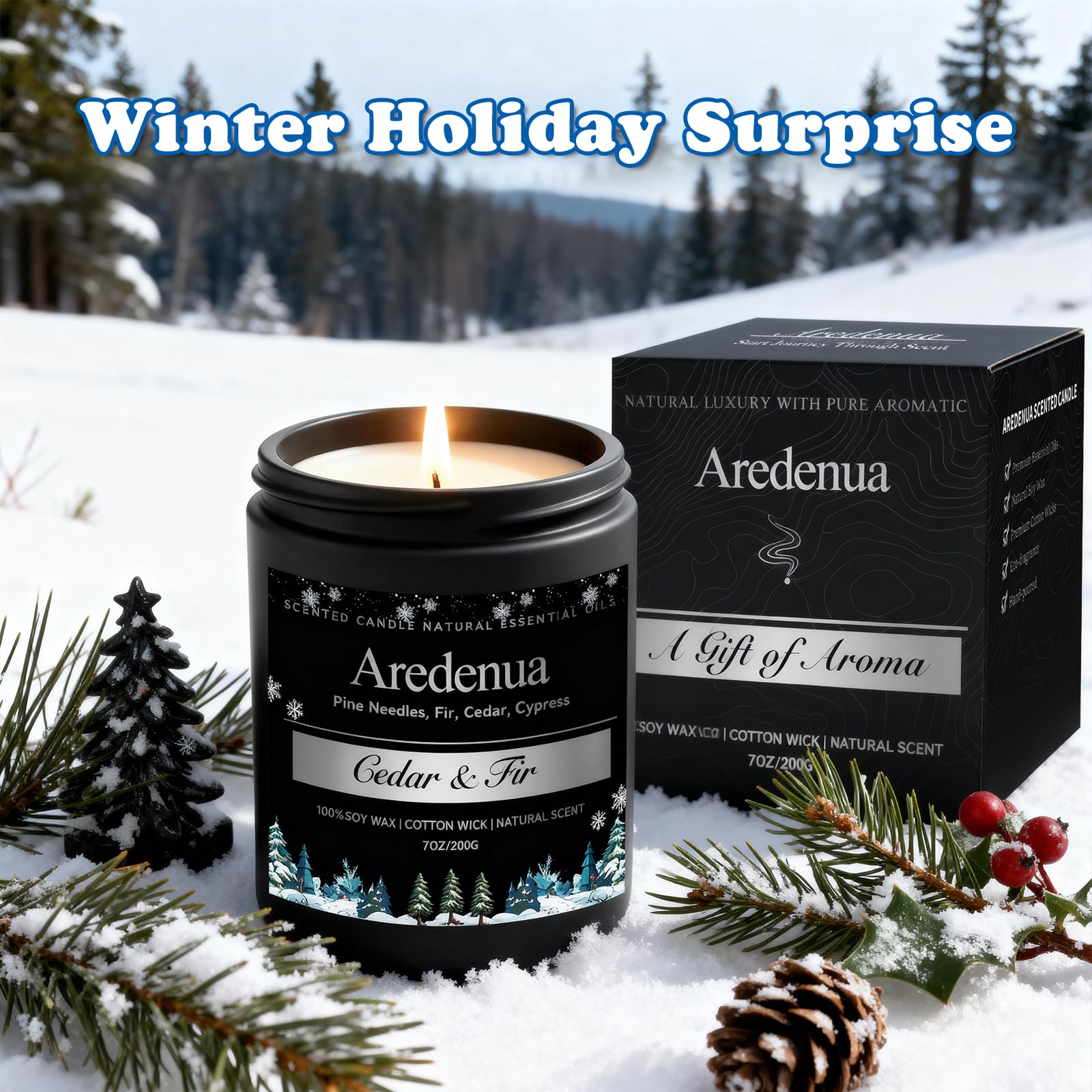 Aredenua soy-wax candle burns cleanly with low smoke for relaxing nights.