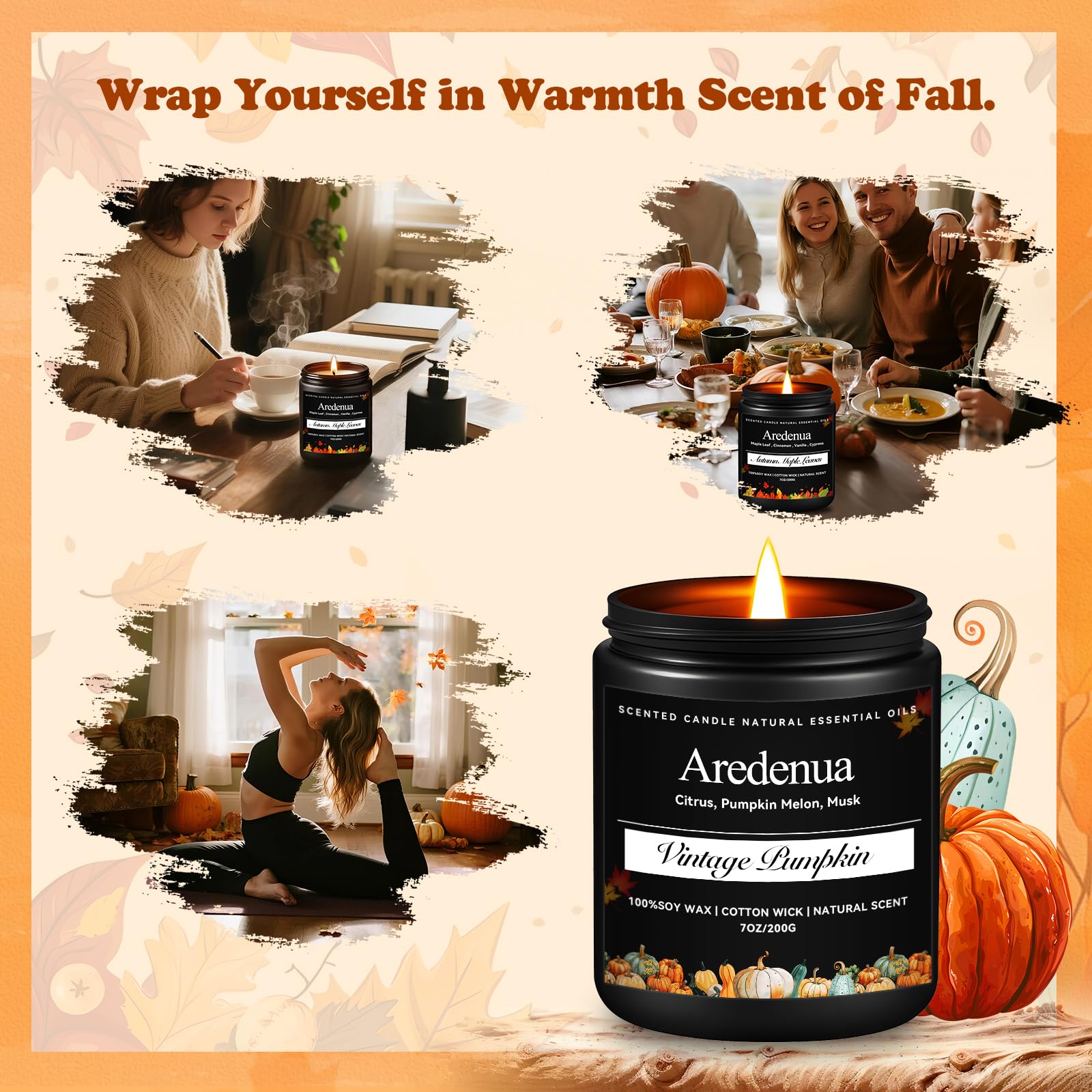 Aredenua Vintage Pumpkin Candle fits any room to create warmth.