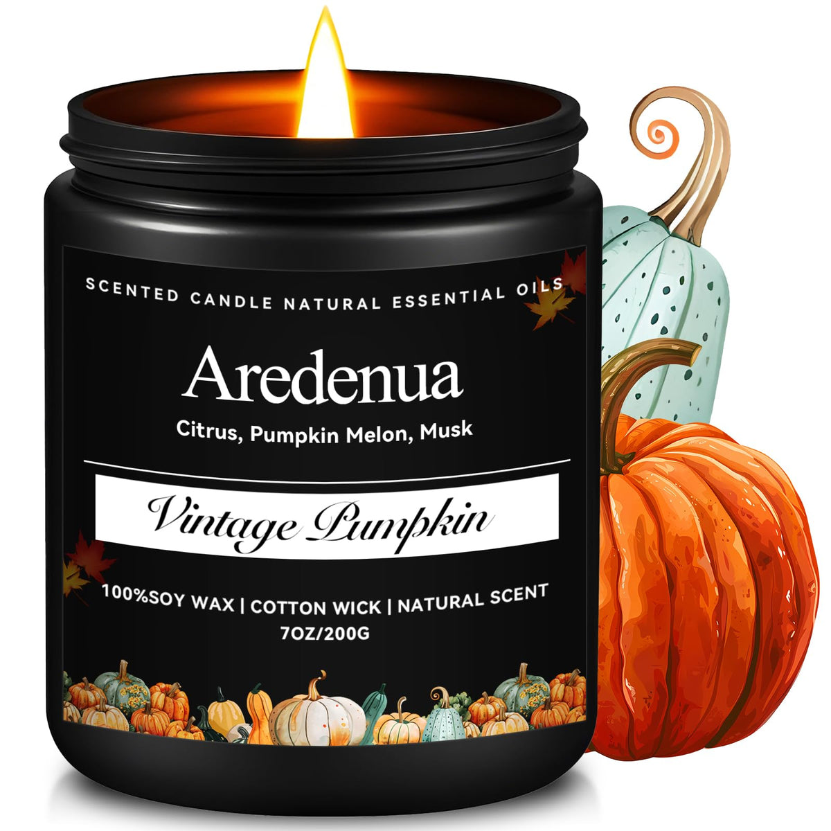 Aredenua Vintage Pumpkin Candle in a festive gift box for holiday gifting.