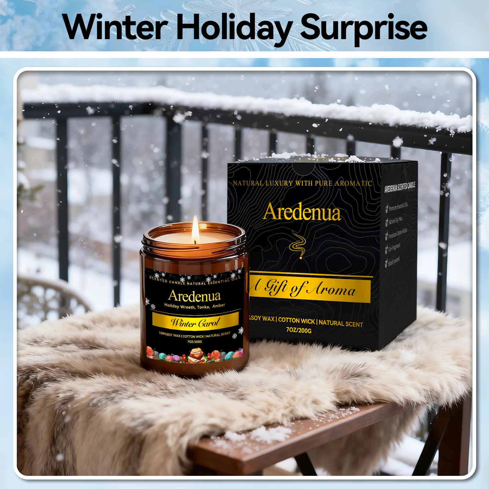 Aredenua Warm Cashmere Candle gift box shown as a ready-to-gift present.