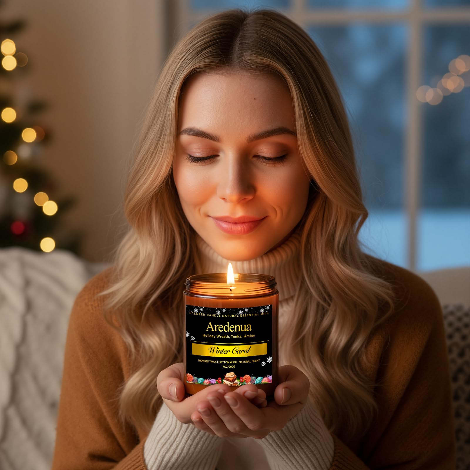 Aredenua Cedar & Fir candle in a jar, crisp winter scent for tree-decor evenings.