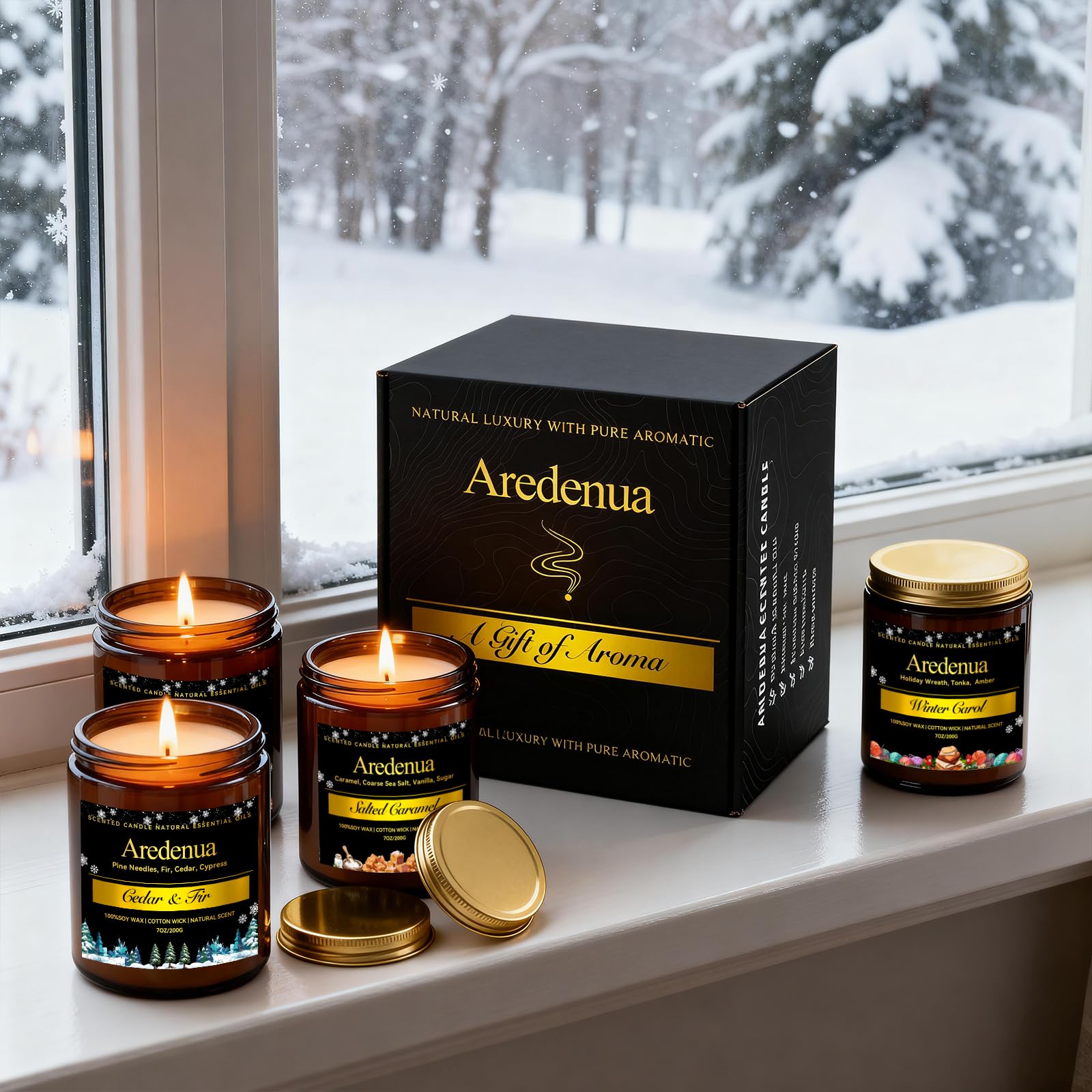 Hand-poured by artisans, Aredenua candle showcases small-batch craftsmanship.