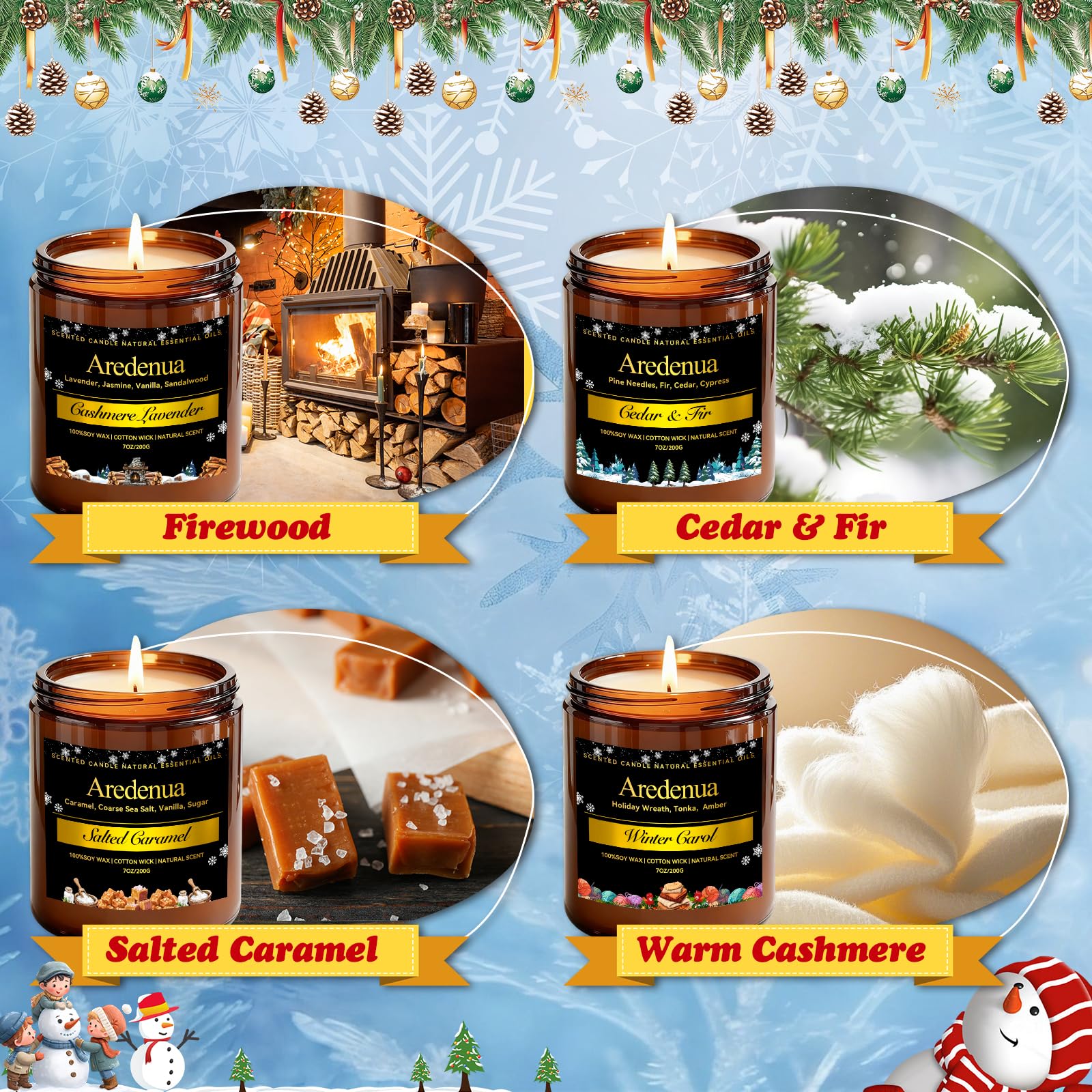 Aredenua Salted Caramel candle in a jar, warm kitchen aroma for cozy desserts.