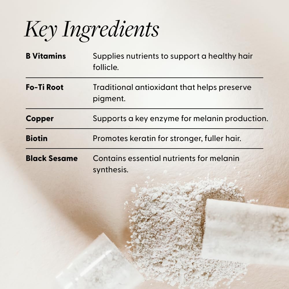 Arey Not Today Grey ingredients biotin vitamins — nourish hair roots.