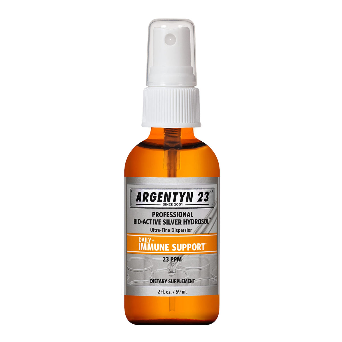 Argentyn 23 bottle front showing bio-active silver hydrosol for daily wellness.
