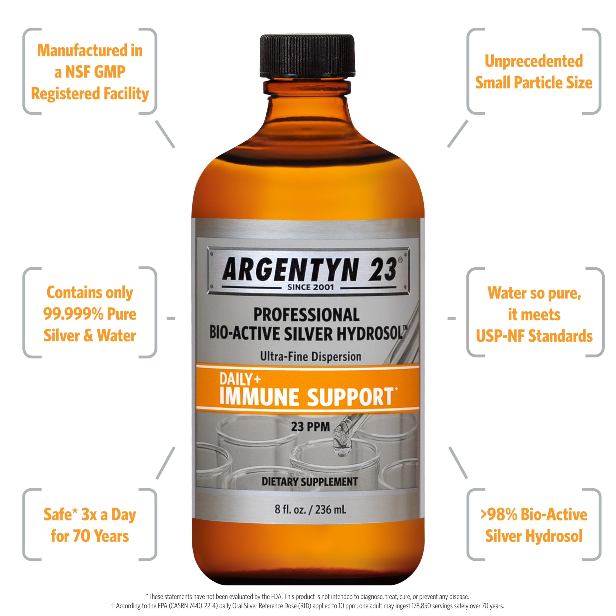 Argentyn 23 bottle pour demonstrates easy dosing for daily use.