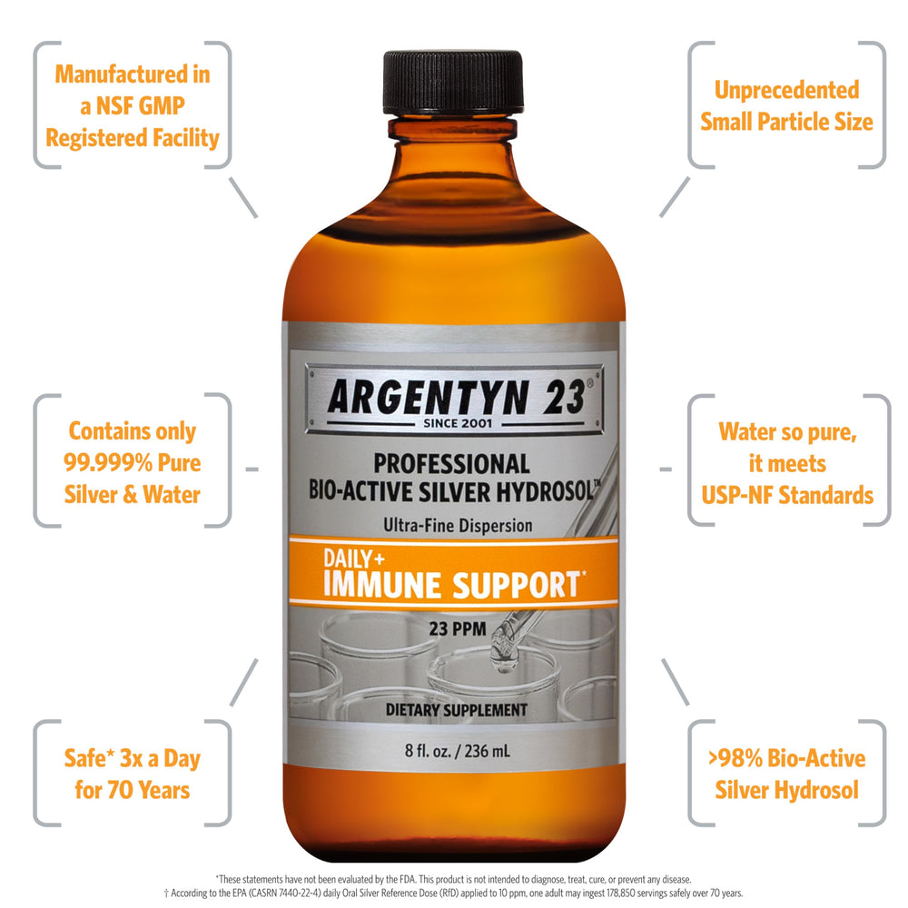 Argentyn 23 bottle pour demonstrates easy dosing for daily use.