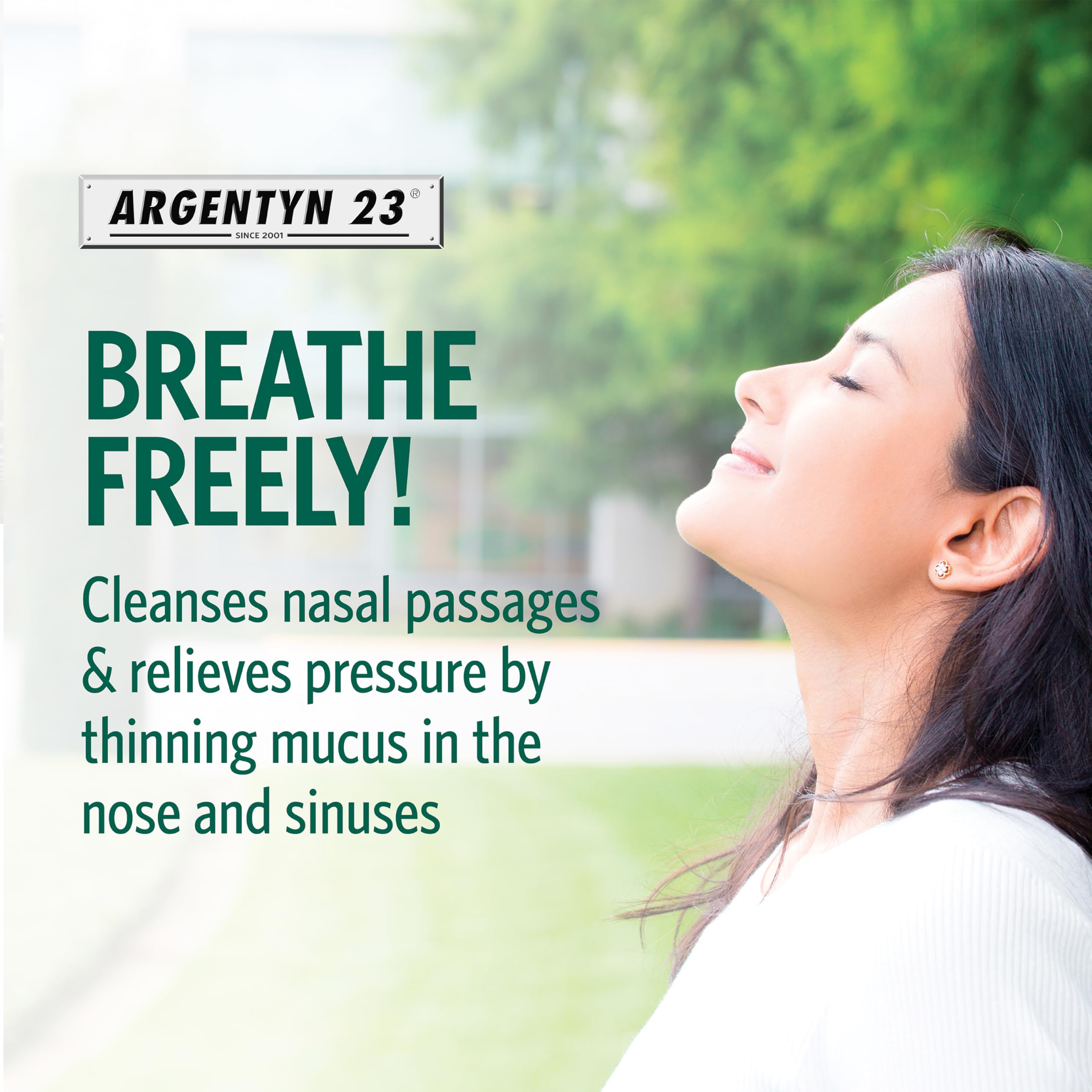 Argentyn 23 nose mist dispense action illustrating easy administration