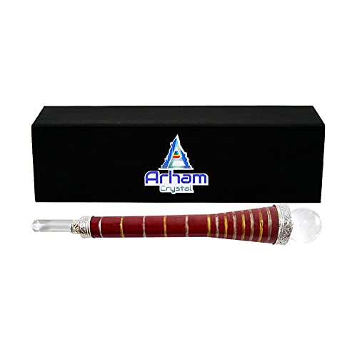 Arham Crystal wooden wand with 6-inch pencil point aids aura cleansing.