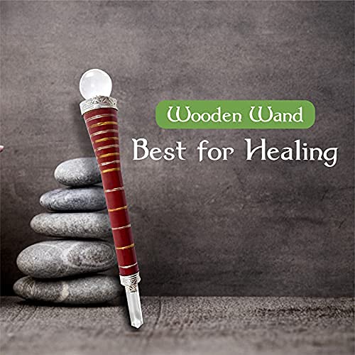 Arham Crystal wooden wand supports Reiki sessions and mindfulness rituals.