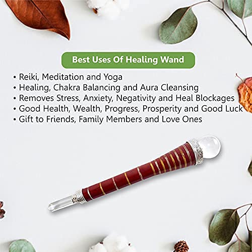 Arham Crystal wooden wand enables aura cleansing and energetic scanning.