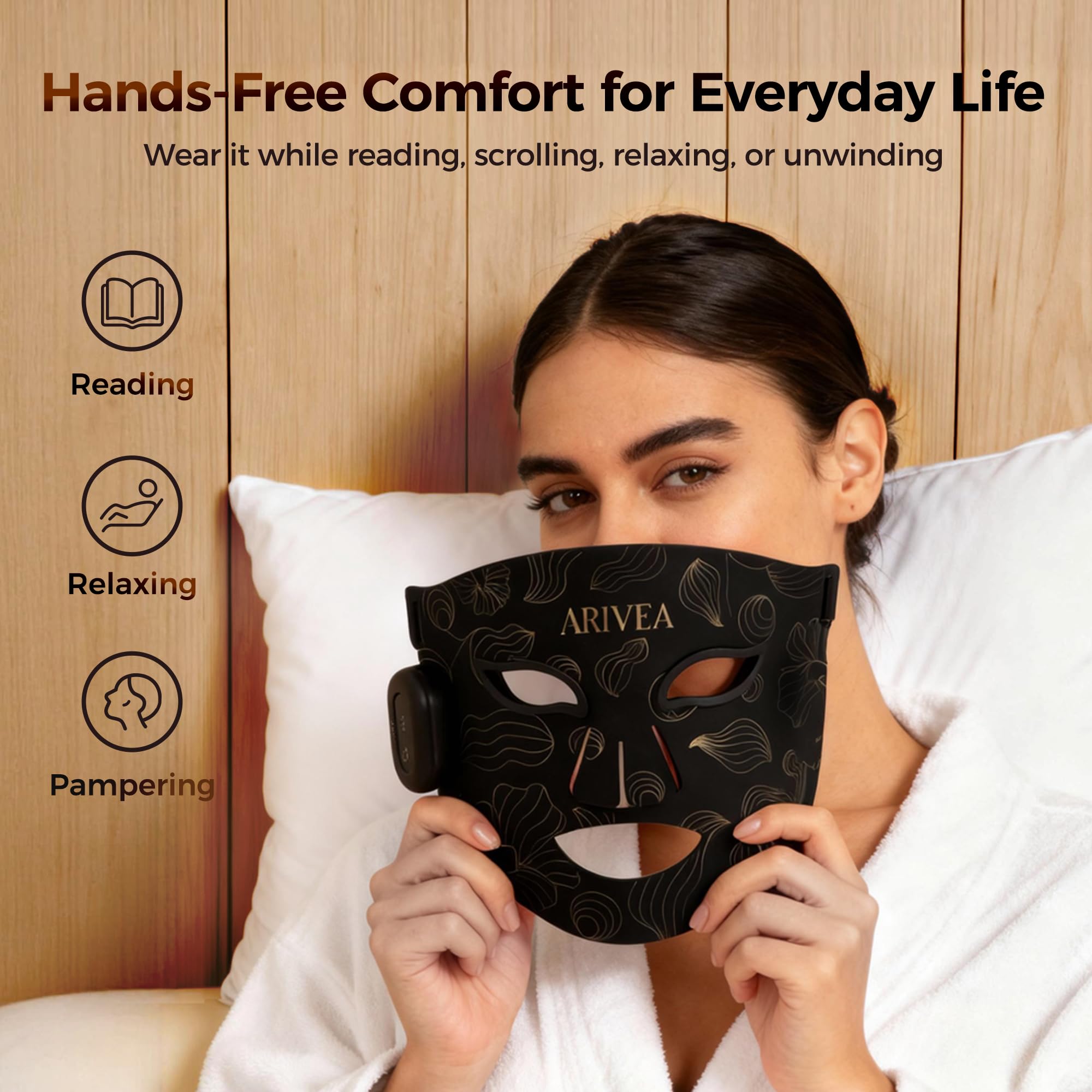 ARIVEA at-home spa experience offering calming LED therapy sessions.