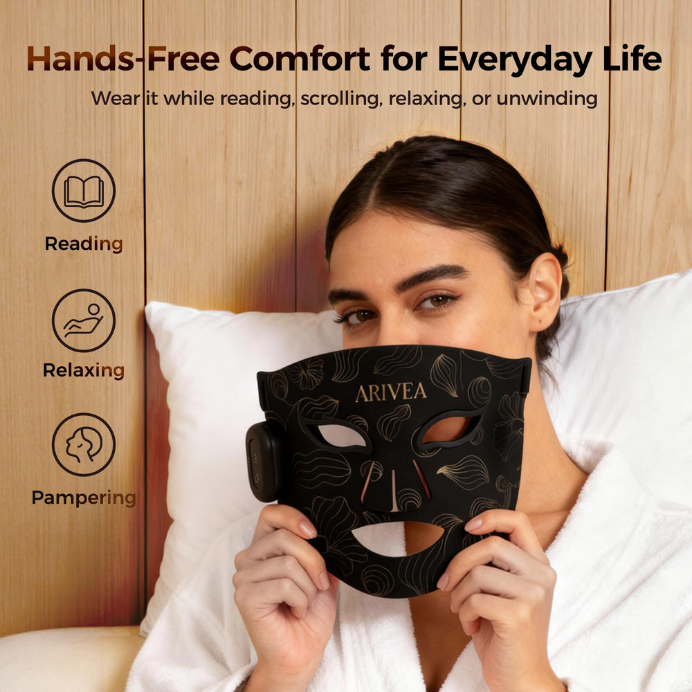 ARIVEA at-home spa experience offering calming LED therapy sessions.