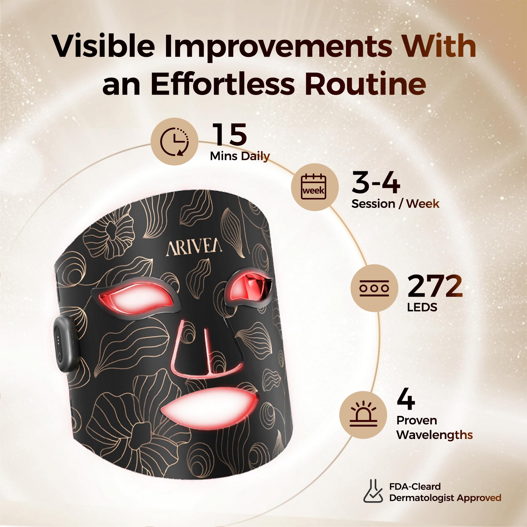 ARIVEA cordless rechargeable design enables at-home use without outlets.