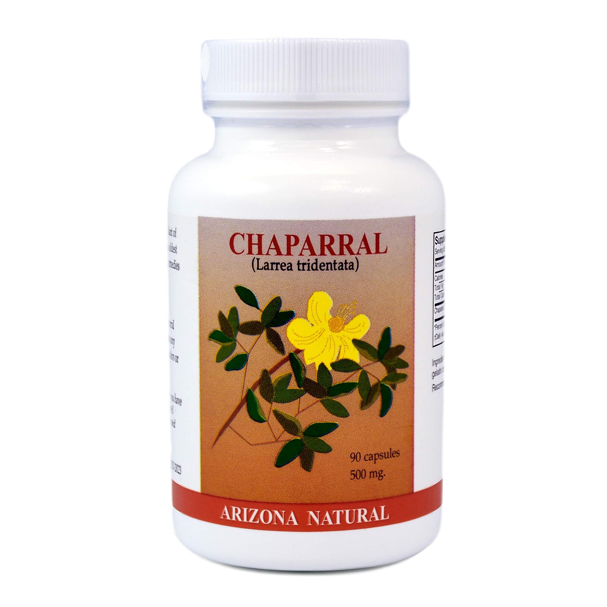 Arizona Natural Chaparral 500 mg bottle displaying capsules for daily wellness support