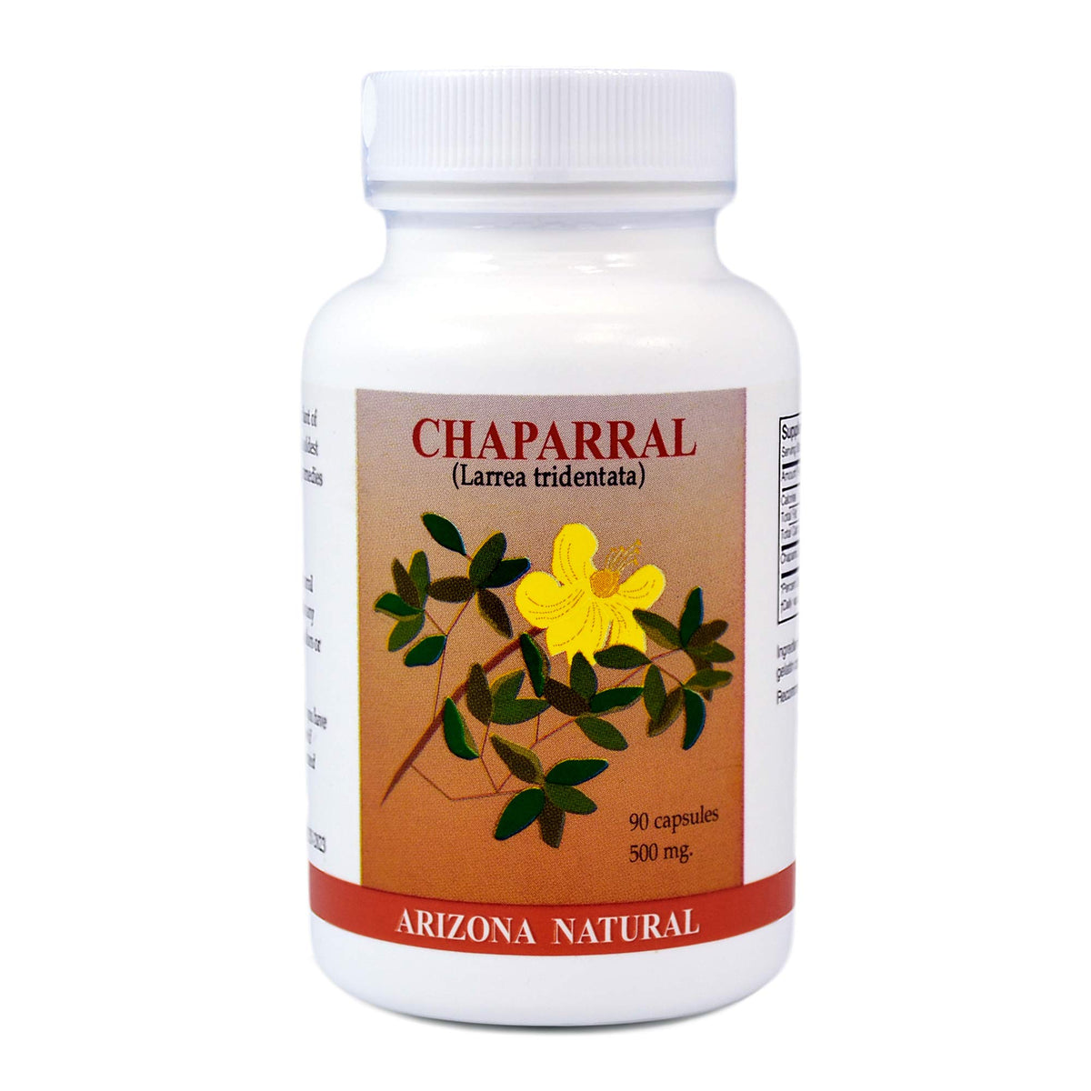 Arizona Natural Chaparral 500 mg bottle displaying capsules for daily wellness support