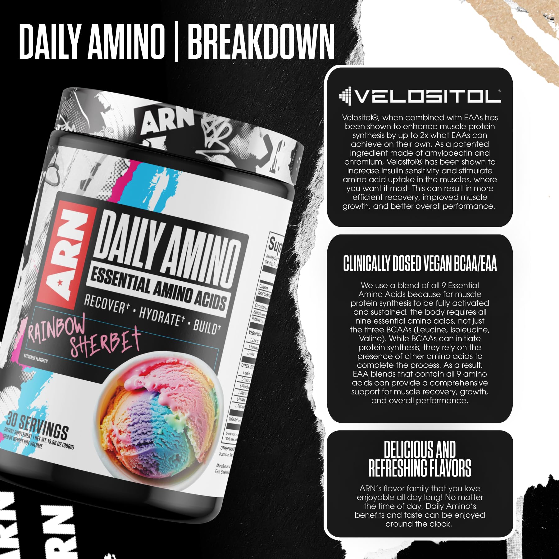 Arms Race ARN Daily Amino scoop-dispense, easy serving for workouts.