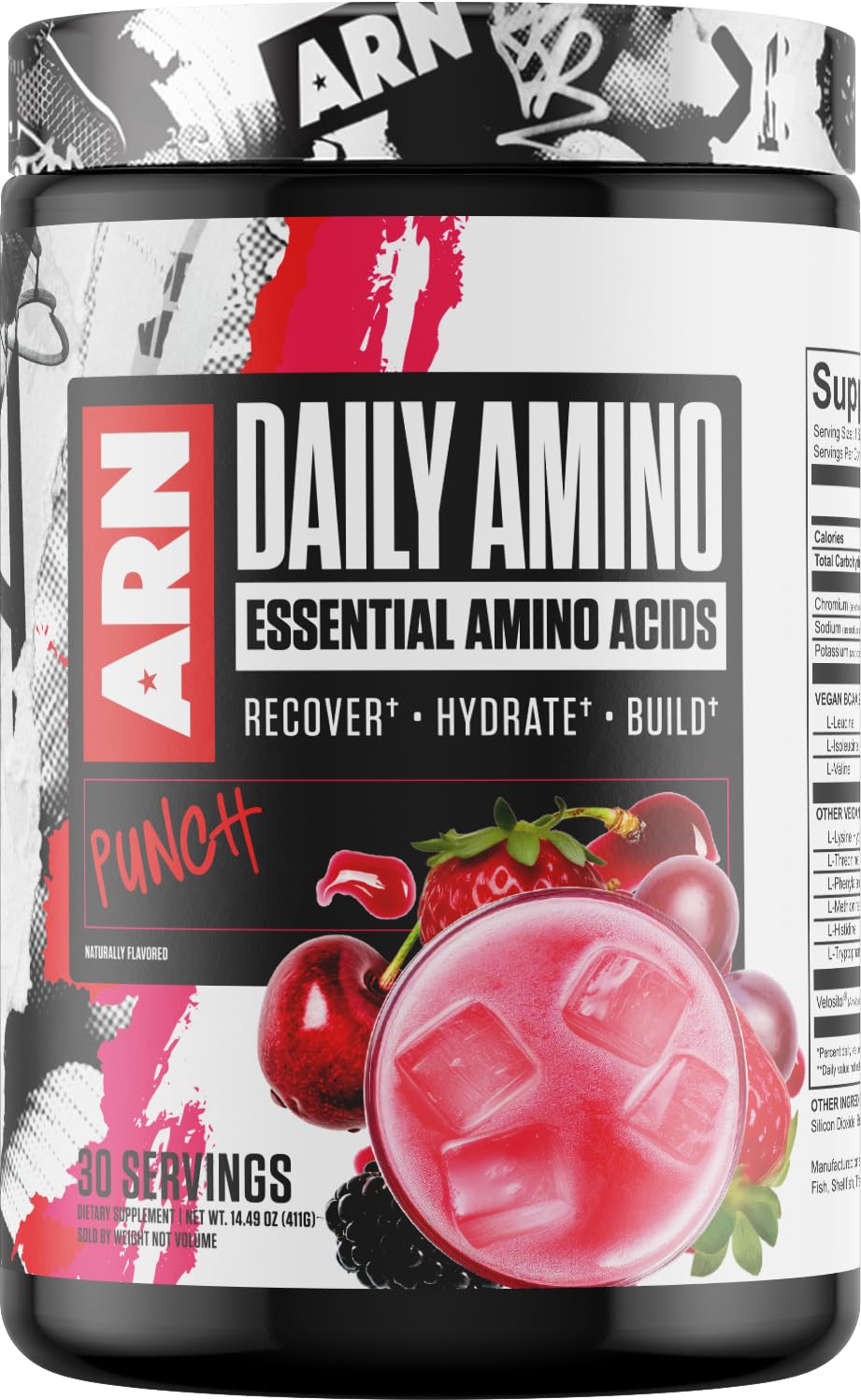 Arms Race ARN Daily Amino tub front, ready for daily training support.