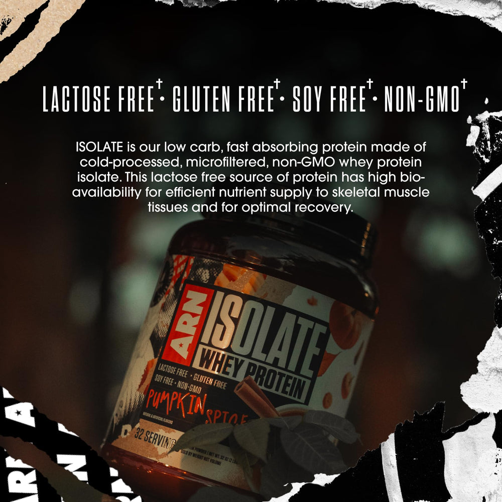 Arms Race ARN Isolate label close-up shows 32 servings.