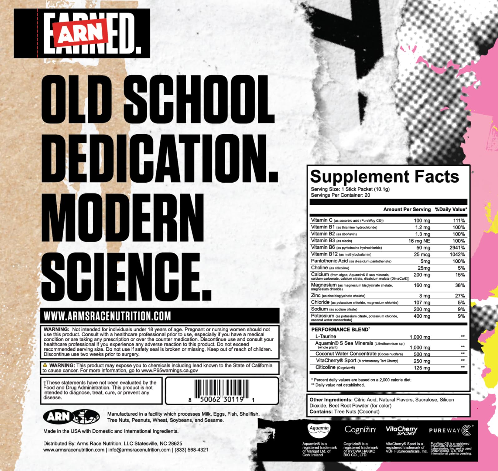 ARN Replenish pink lemonade packet in bag ready for travel hydration