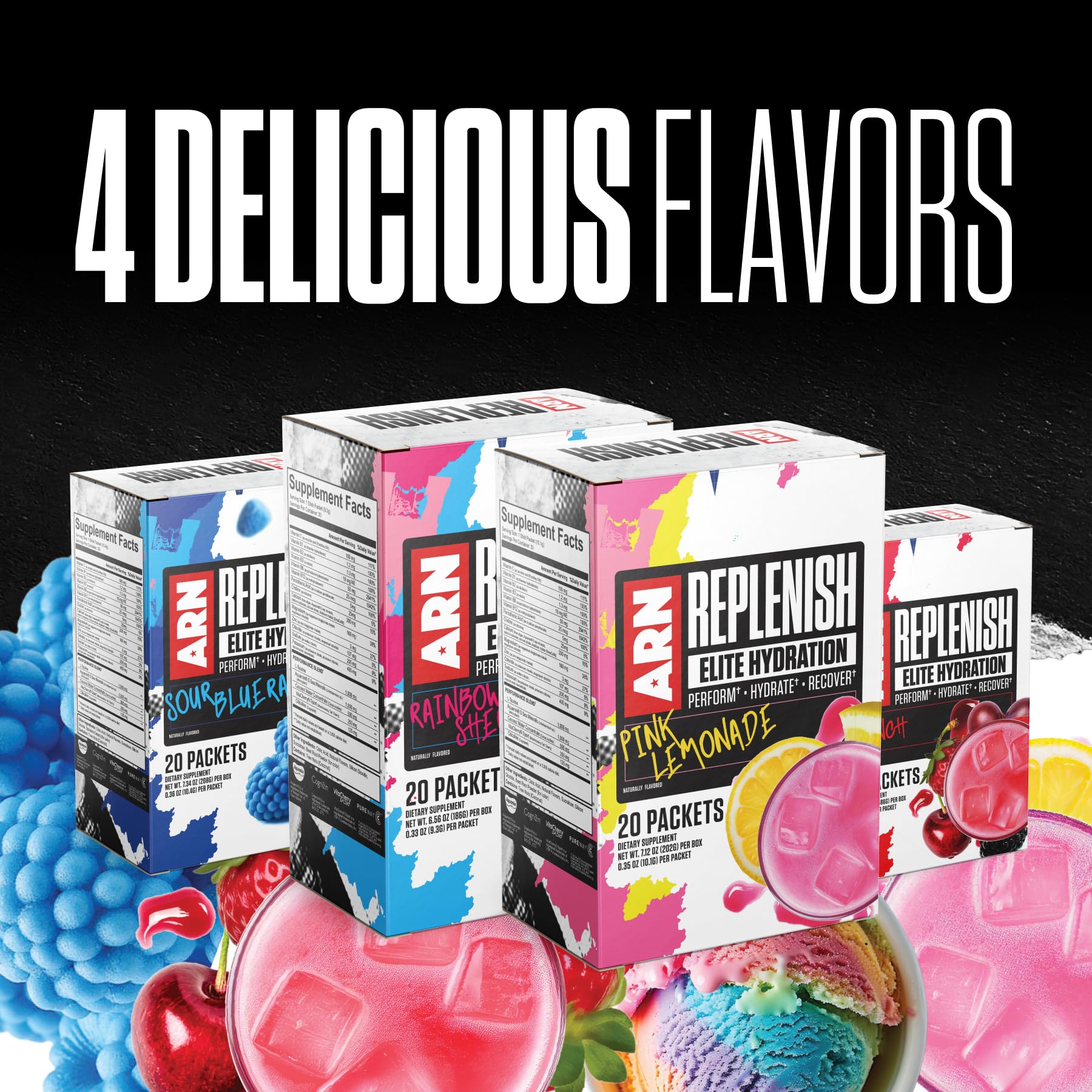 20 single-serving packets fit in bags for workouts or trips.