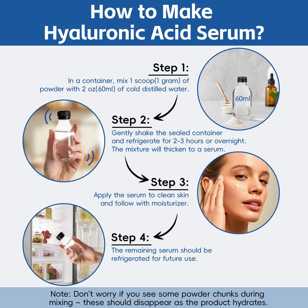 Arofum Hyaluronic Acid Powder closeup texture showing fine particles.