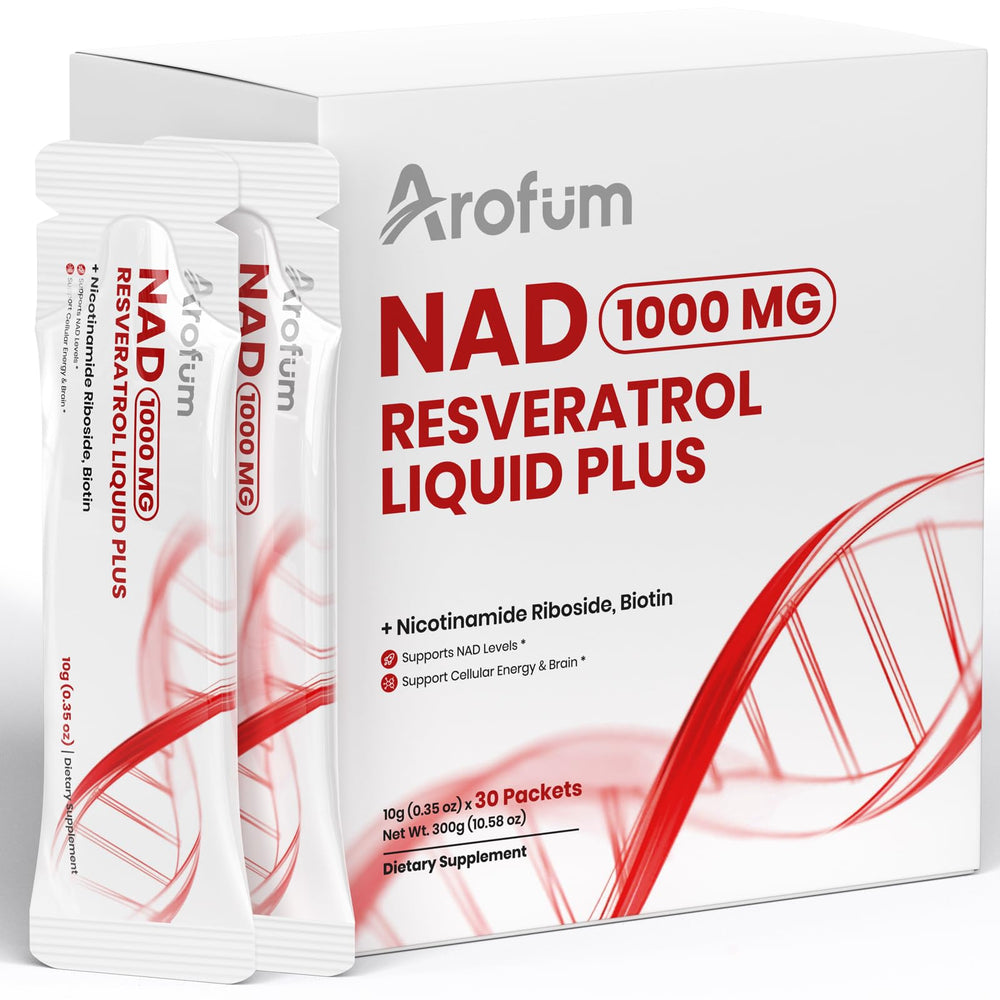 Arofum NAD liquid bottle for convenient daily energy support and quick daytime vitality