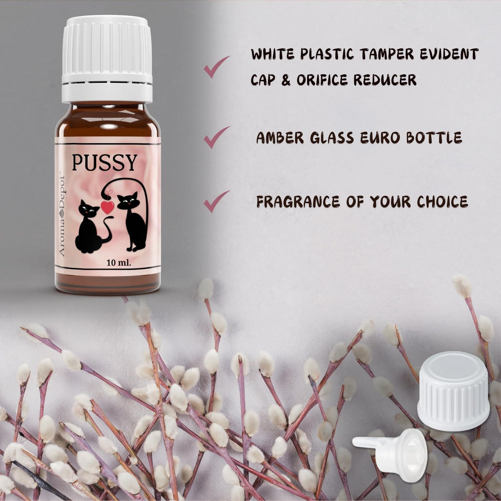 Aroma Depot Pussy Fragrance Oil in diffuser setup delivering warm room scent