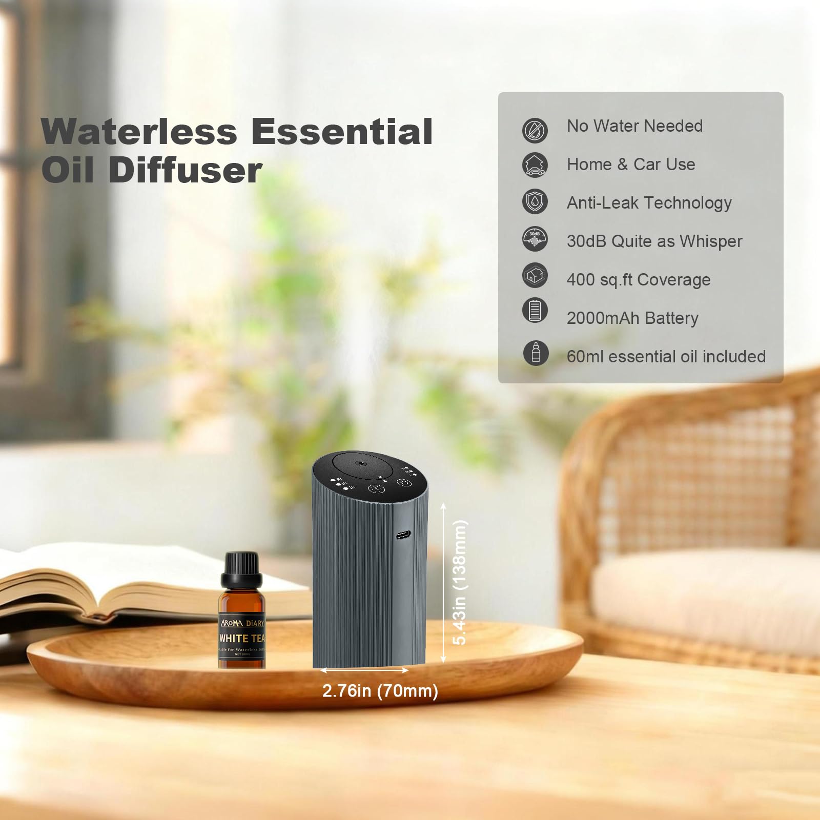 Aroma Diary diffuser with touchscreen for quick fragrance control.