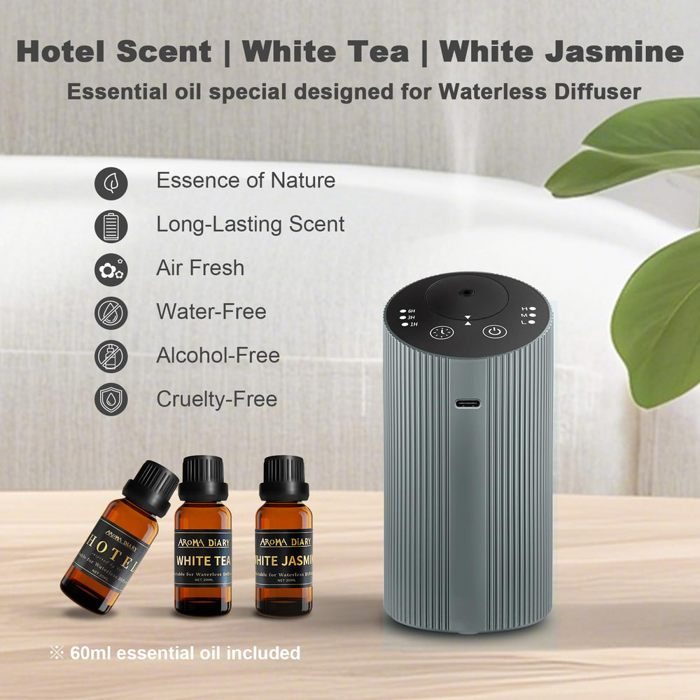 Aroma Diary diffuser charging via USB-C for flexible power.