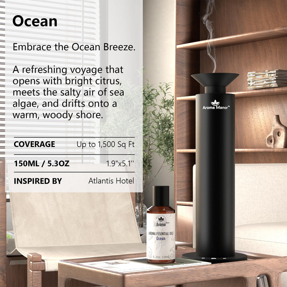 Aroma Manor Amber warmth diffuser oil bottle adds golden depth to any room.